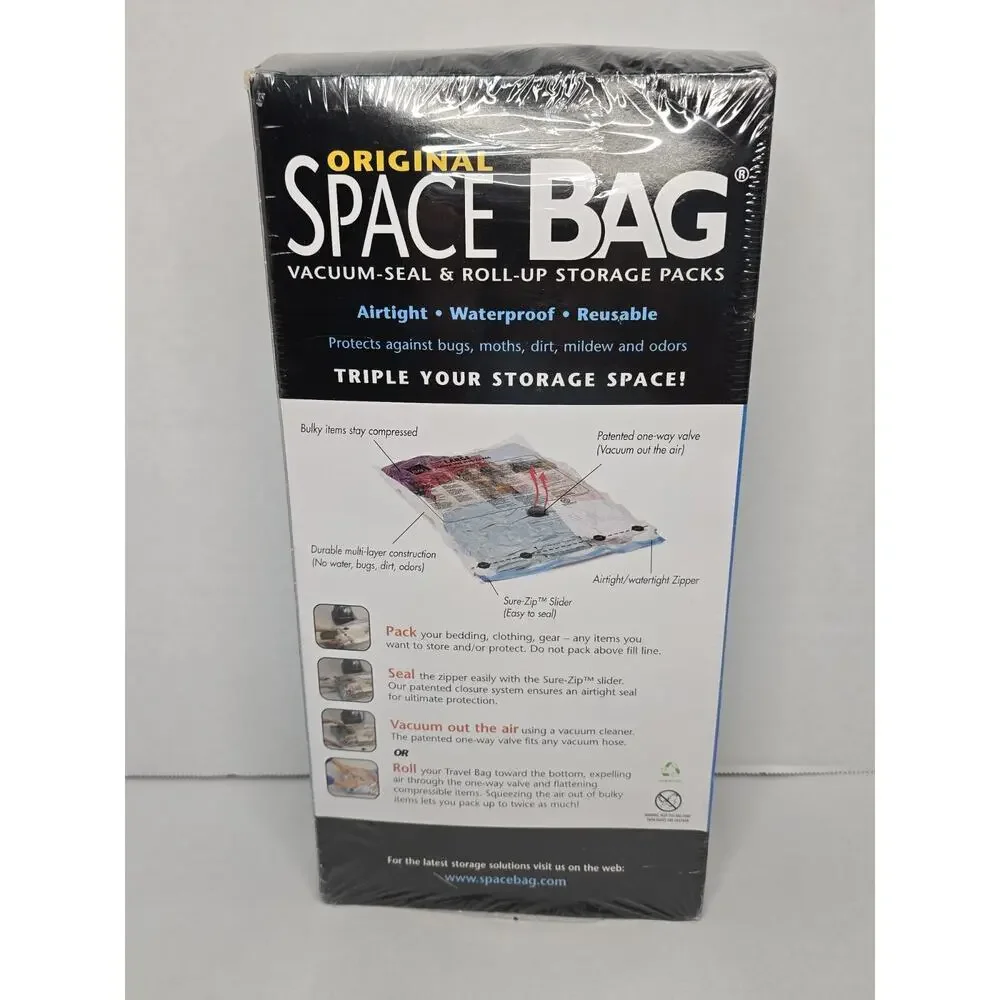 Sealed New Space Bag Combo Set 3 Bags Plus Bonus: 2 Large +1 Jumbo +1 Travel